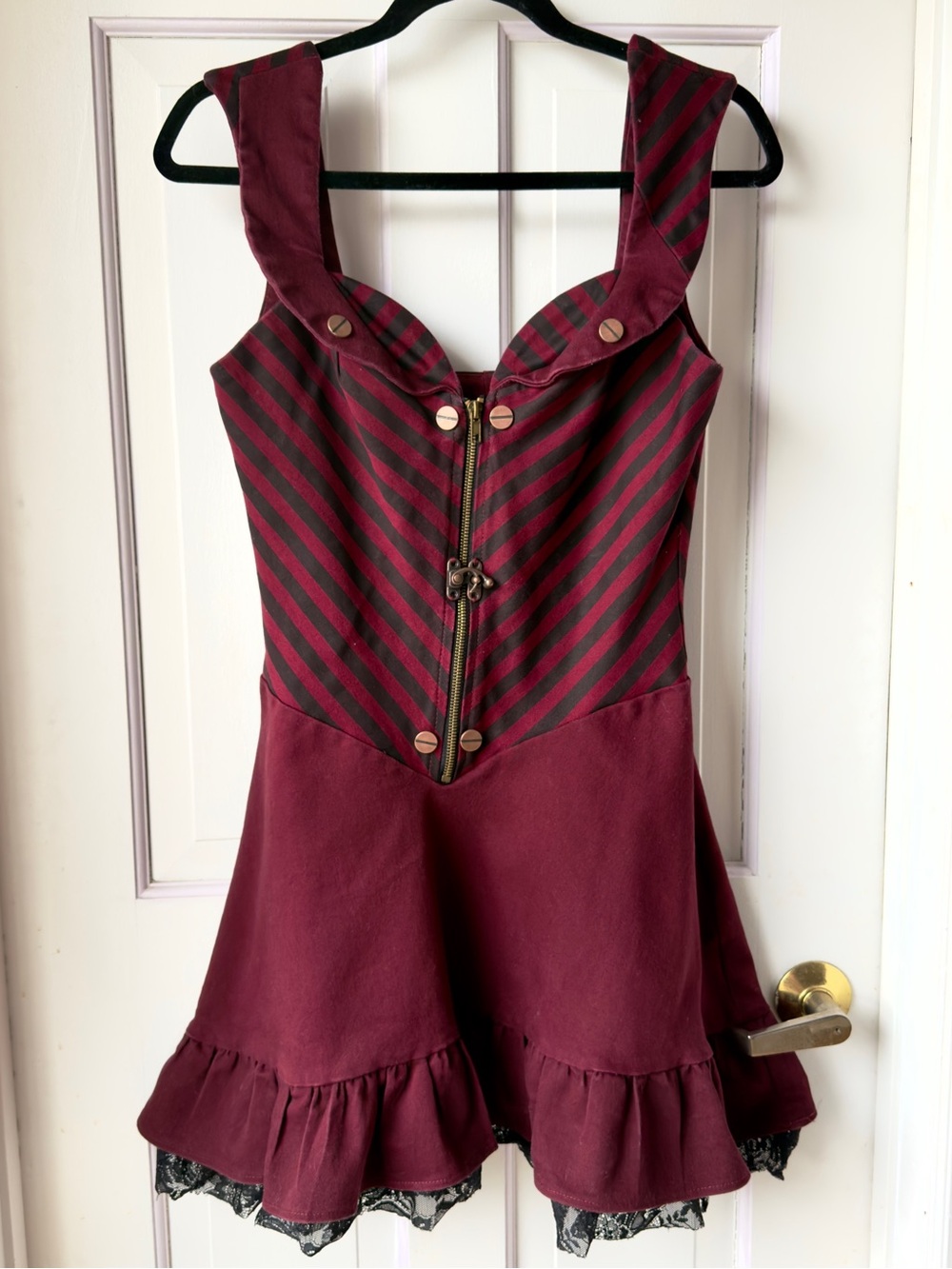 Steampunk Fit & Flare Burgundy Dress By Jawbreaker Size Medium